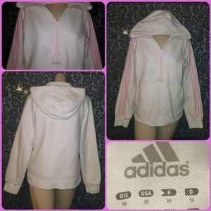 💗 ADIDAS PINK 3 STRIPE SWEATSHIRT HOODIE PULLOVER